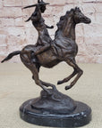 WAR Western Bronze Sculpture Native American Horseback Statue 9" x 8"
