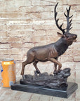 Bronze Marble Statue Elk Deer Caribou Buck Stag Lodge Sculpture Figure