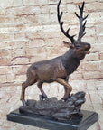 Bronze Marble Statue Elk Deer Caribou Buck Stag Lodge Sculpture Figure