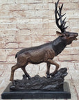 Bronze Marble Statue Elk Deer Caribou Buck Stag Lodge Sculpture Figure