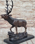 Bronze Marble Statue Elk Deer Caribou Buck Stag Lodge Sculpture Figure