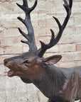 Bronze Marble Statue Elk Deer Caribou Buck Stag Lodge Sculpture Figure