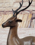 Reindeer Caribou Deer Elk Bronze Statue Sculpture Figurine Signed Original 9.5" x 8.5"