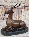 Reindeer Caribou Deer Elk Bronze Statue Sculpture Figurine Signed Original 9.5" x 8.5"