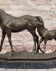 Mare & Foal Mother Horse Two Horses Statue Sculpture Equestrian Decor