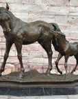 Mare & Foal Mother Horse Two Horses Statue Sculpture Equestrian Decor