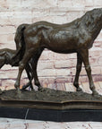 Mare & Foal Mother Horse Two Horses Statue Sculpture Equestrian Decor