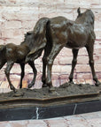 Mare & Foal Mother Horse Two Horses Statue Sculpture Equestrian Decor