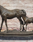 Mare & Foal Mother Horse Two Horses Statue Sculpture Equestrian Decor