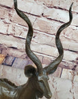 Kudu Antelope Gazelle African Deer Bronze Sculpture Statue Figure on Marble base