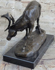 Buck Deer Elk Stag Wildlife Art Cabin Lodge Sportsman Art Bronze Marble Statue
