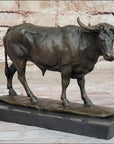 Bronze Bull Cow Cattle Sculpture Statue Figure on Marble Base by Milo