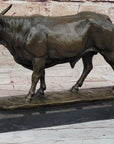 Bronze Bull Cow Cattle Sculpture Statue Figure on Marble Base by Milo