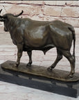Bronze Bull Cow Cattle Sculpture Statue Figure on Marble Base by Milo