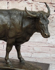Bronze Bull Cow Cattle Sculpture Statue Figure on Marble Base by Milo