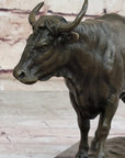 Bronze Bull Cow Cattle Sculpture Statue Figure on Marble Base by Milo