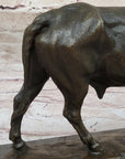 Bronze Bull Cow Cattle Sculpture Statue Figure on Marble Base by Milo