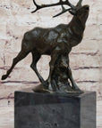Signed Original Male Elk Mountain Deer Caribou Hunter Bronze Sculpture Art Decor