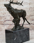 Signed Original Male Elk Mountain Deer Caribou Hunter Bronze Sculpture Art Decor