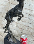 Elk Deer Caribou Stag Buck Jumping Bronze Statue Sculpture on Marble Base