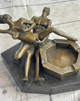 Erotic Sexual Novelty Bronze Metal Ashtray on Marble Base Reverse Cowgirl Mavchi 5" x 12"