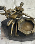 Erotic Sexual Novelty Bronze Metal Ashtray on Marble Base Reverse Cowgirl Mavchi 5" x 12"