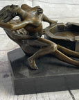 Erotic Sexual Novelty Bronze Metal Ashtray on Marble Base Reverse Cowgirl Mavchi 5" x 12"