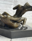 Erotic Sexual Novelty Bronze Metal Ashtray on Marble Base Reverse Cowgirl Mavchi 5" x 12"
