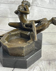 Erotic Sexual Novelty Bronze Metal Ashtray on Marble Base Reverse Cowgirl Mavchi 5" x 12"