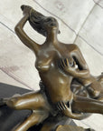 Erotic Sexual Novelty Bronze Metal Ashtray on Marble Base Reverse Cowgirl Mavchi 5" x 12"