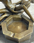Erotic Sexual Novelty Bronze Metal Ashtray on Marble Base Reverse Cowgirl Mavchi 5" x 12"