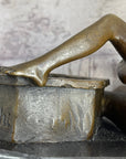 Erotic Sexual Novelty Bronze Metal Ashtray on Marble Base Reverse Cowgirl Mavchi 5" x 12"