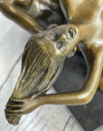 Erotic Sexual Novelty Bronze Metal Ashtray on Marble Base Reverse Cowgirl Mavchi 5" x 12"