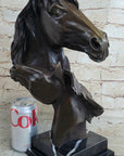 Two Horses Bust Sculpture Real Bronze Signed Original Equine Art by Milo on Marble Base