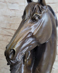 Two Horses Bust Sculpture Real Bronze Signed Original Equine Art by Milo on Marble Base