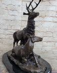 Bronze Marble Statue Elk Deer Caribou Buck Stag Lodge Sculpture Statue
