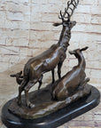Bronze Marble Statue Elk Deer Caribou Buck Stag Lodge Sculpture Statue