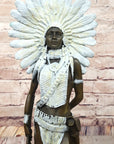 Native American Girl in Feathered Bonnet Bronze Statue Signed Original