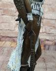 Native American Girl in Feathered Bonnet Bronze Statue Signed Original