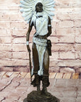 Native American Girl in Feathered Bonnet Bronze Statue Signed Original