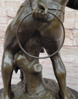 Native American Indian Shaman Taming a Bear - Bronze Sculpture Statue by P. Bartlett