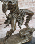 Bronze Sculpture of Native American Indian Shaman Medicine Man w/ Bear Cub