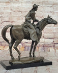 Cowboy on Horseback by Jim Ponter Bronze Statue Sculpture on Marble Base