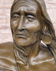 Signed Original Artwork by Milo Native American Chief Bronze Sculpture Bust