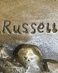 Bronze American Bison Wildlife Sculpture on Marble Base Signed C. Russell