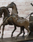 Roman Caesar Pulled by Horses on Chariot Bronze Statue Sculpture Figure 11" x 17"