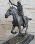 Native American Indian Man W/ Horse Bronze Sculpture Statue Figure Art Figurine
