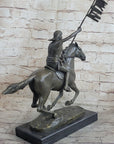 Native American Indian Man W/ Horse Bronze Sculpture Statue Figure Art Figurine