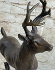 Signed Villanis Male Deer Buck Hunting Bronze Sculpture Marble Figurine Figure