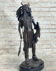 Native American Indian Warrior w/ War Bonnet Bronze Sculpture Statue by P. Manship
